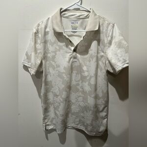 ⚪️◽️ Premier Flex Performance Polo Men’s Size Med Tropical Print Cream